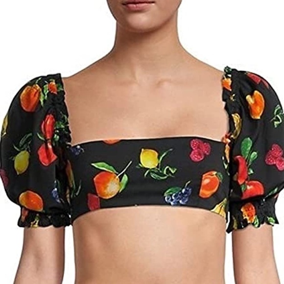 WeWoreWhat Tops - WeWoreWhat Fruit Puff Sleeve Crop Top